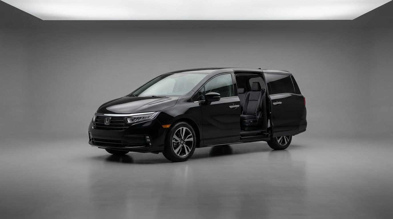 黑色 Honda Odyssey 商務車攝影棚照