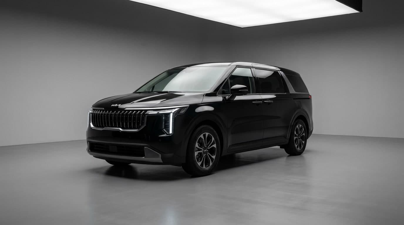 黑色 Kia Carnival MPV 攝影棚照